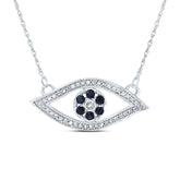 1/6 CTW-DIA CN 1/4CTW-RD-BS NAT GEM EVIL EYE NECKLACE(18 INCH)